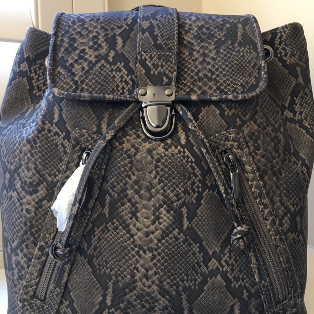 Snakeskin backpack purse